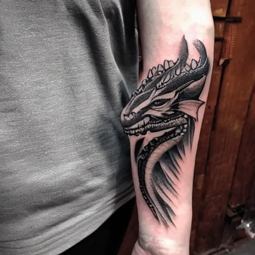 Tribal art sleeve tattoo with dragon shape Vector Image