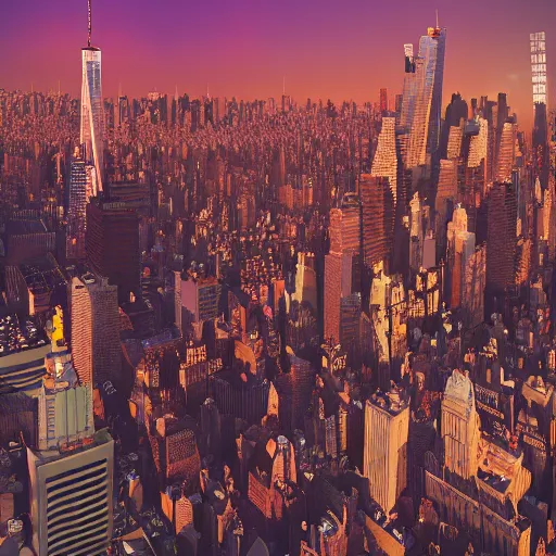 Prompt: new york city made of plastic toys, amazing details, atmospheric, 4 k, aesthetic octane render, warm hue's