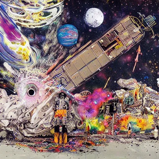 Prompt: Liminal space in outer space by David Choe