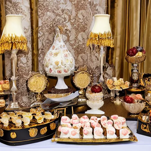 Prompt: Baroque Dessert Buffet by Carvaggio