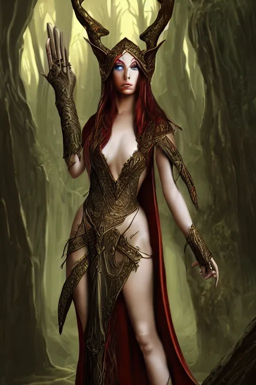 Image similar to a gorgeous female elven priest in a revealing dress, grimdark fantasy, extremely detailed digital matte painting