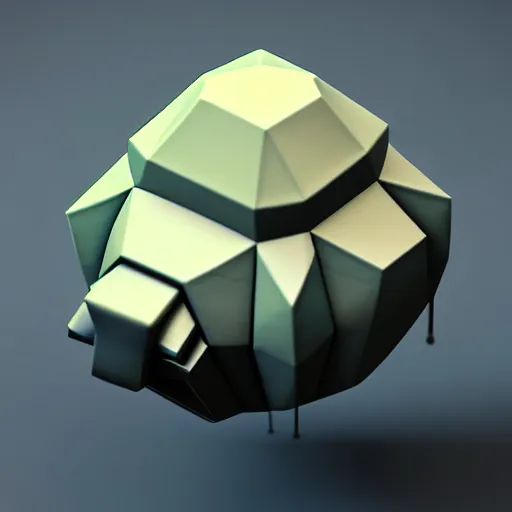 Image similar to isometric 3 d hand grenade, low poly, soft render, handpaint texture, blender, 3 dcoat