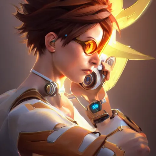 ultra realistic illustration of tracer overwatch