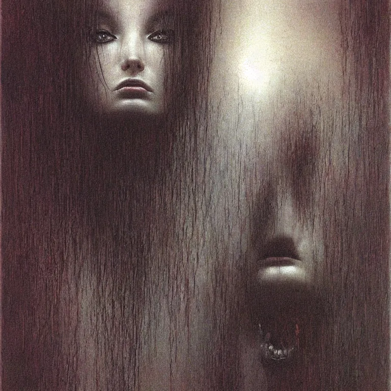 Image similar to portrait of monstergirl by Beksinski, Luis Royo