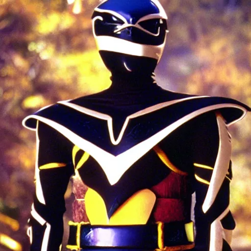 Prompt: crow power ranger, tv still, 1 9 9 7, tokusatsu,