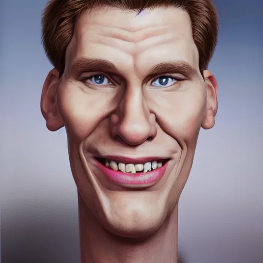 Image similar to Caricature portraits done of Jerma, realistic, hyperrealistic, very realistic, highly detailed, very detailed, extremely detailed, detailed, oil painting, digital art, trending on artstation