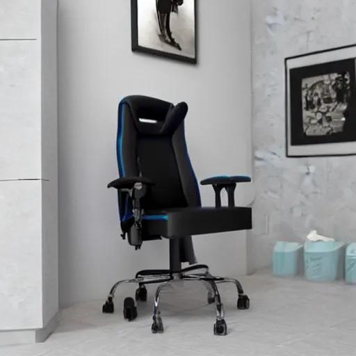 Prompt: gaming chair as a toilet realistic