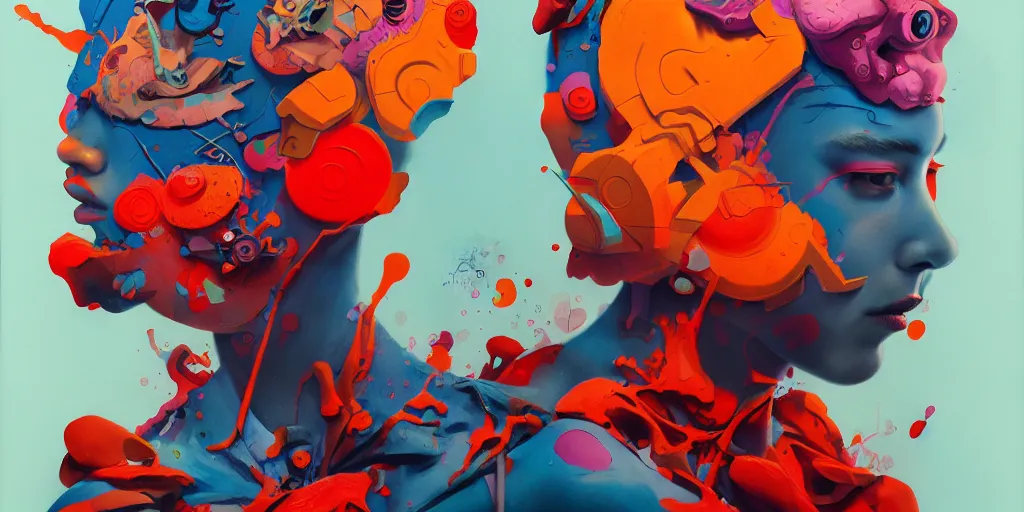 Prompt: mixed media, a brutalist designed, vivid colours, cryptic, mystical, pop surrealism by james jean, roby dwi antono, ross tran, steven kenny, paul neberra, ashley wood, atmospheric, trending on artstation. 8 k masterpiece