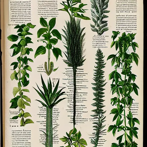 Prompt: page d’herbier de plantes futuristes