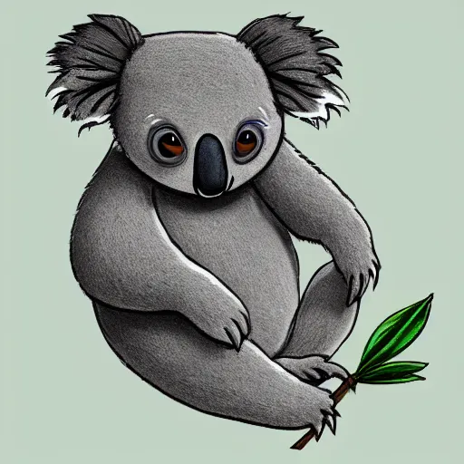Image similar to A nice Cute Koala with a simple rounded line in a meadow, style simpsons, sharp focus, illustration, ArtStation