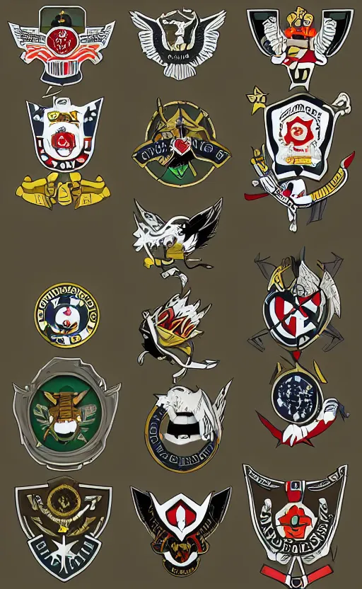 Prompt: patch design, military flags, soldier girl, 2022 anime style, clean logo, tattoo graphics, flight squadron insignia, soldier clothing, realistic military gear, inspired by shirt designer, draw with wacom tablet, round elements, vector line art, by shibafu, trending on pixiv, symbology, anime character anatomy, high resolution, matte, empty hands, realistic military carrier