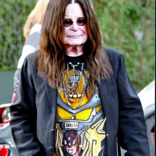 Image similar to ozzy osbourne has become a super saiyan