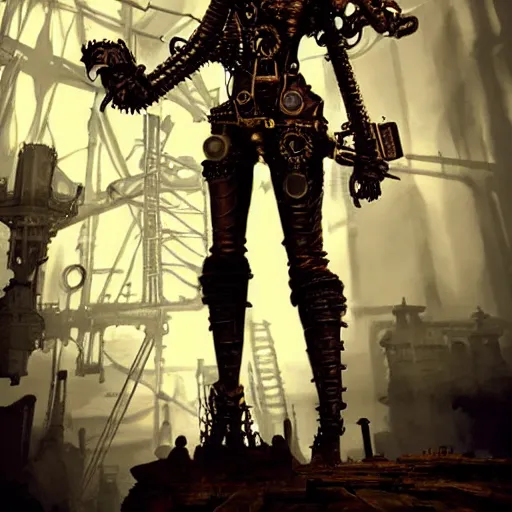 Image similar to steampunk metal machine, details face, detailed body, realistic body proportions, unreal engine, by popular digital artist, digital, artstation, detailed body, heavenly atmosphere, digital art, overdetailed art, trending on artstation, cgstudio, the most beautiful image ever created, dramatic, award winning artwork, beautiful scenery