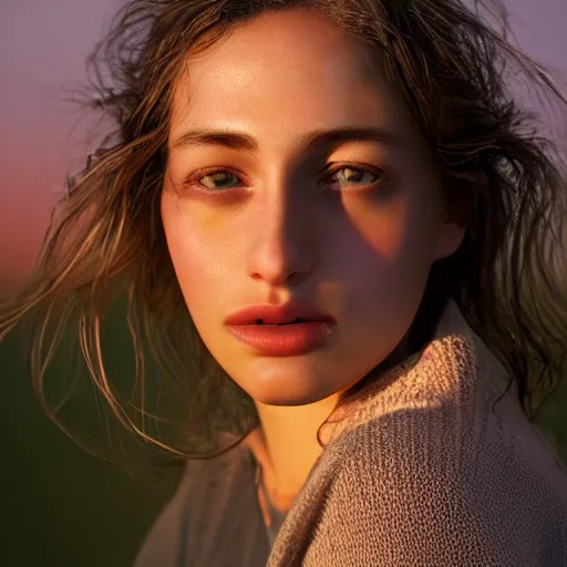 Image similar to portrait of a stunningly beautiful emotional female in soft light at sunset, depth of field, zeiss lens, detailed, symmetrical, centered, fashion photoshoot, by annie leibovitz and steve mccurry, david lazar, jimmy nelsson, breathtaking, 8 k resolution, extremely detailed, beautiful, establishing shot, artistic, hyperrealistic, beautiful face, octane render