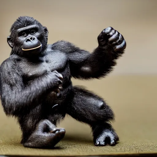 Image similar to macro photo of a miniature ho scale gorilla figure, taken with canon 8 0 d, canon 1 0 0 mm f / 2. 8