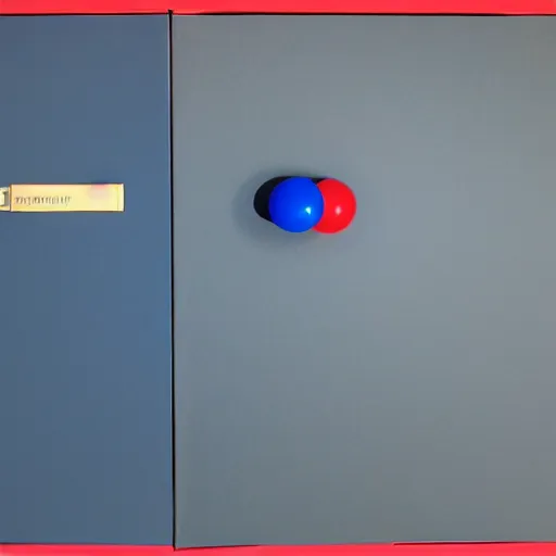 Image similar to red box, blue ball, green pyramid