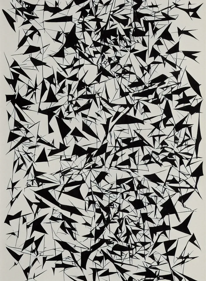 Prompt: lithium by m. c. escher, endre rozsda, wu guanzhong. ink and wash painting, vibrant, calligraphy, woodblock, ink, geometric, 3 d.