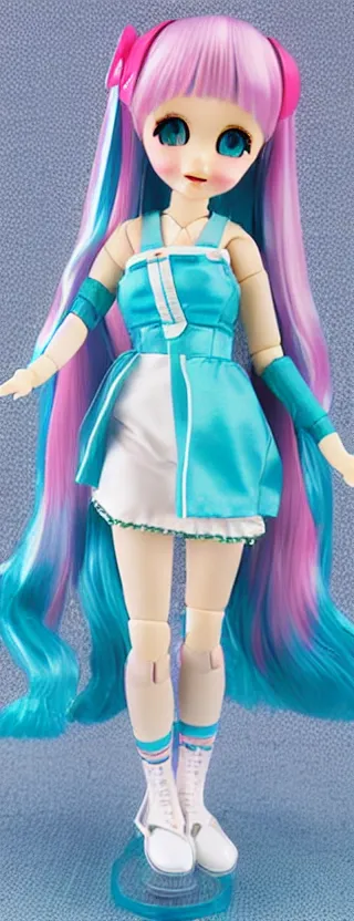 Prompt: vintage licca - chan doll of hatsune miku, well - designed, idol