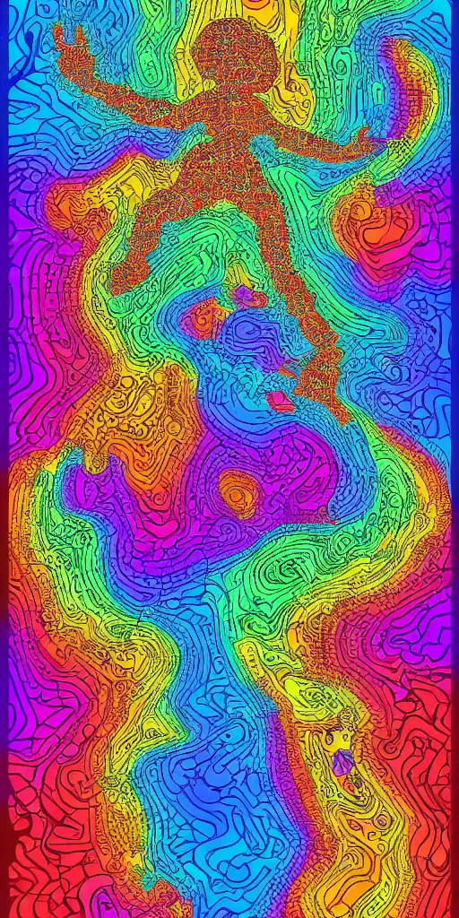 Image similar to infographic of a heavenly realm split into regions with population information and statistics in the style of a three dimensional hologram highly detailed digital saturated colors full color inked drawn by wlop and bob ross and lisa frank