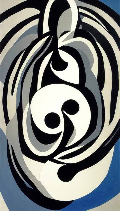 Image similar to Abstract representation of ying Yang concept, by Raymond Briggs