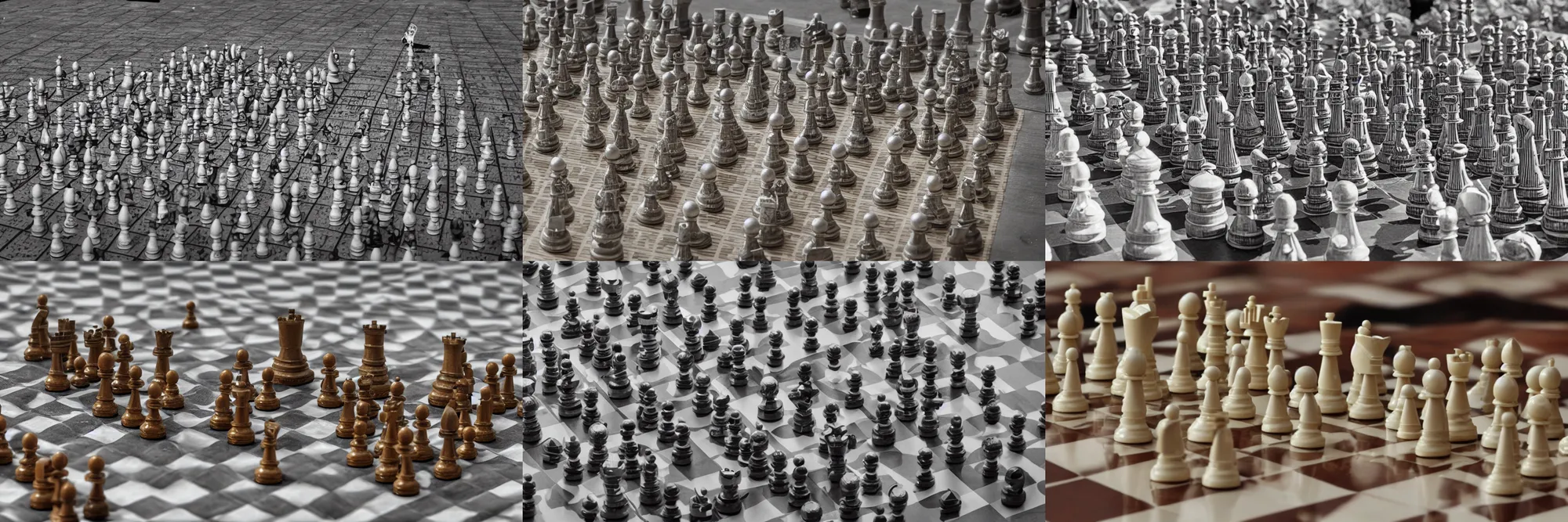 Prompt: a city made out of chess pieces