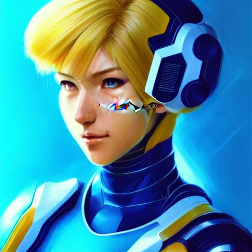 Image similar to head and shoulders portrait of Zero Suit Samus, semi realistic, digital illustration, professional game art, medium shot, intricate, elegant, highly detailed, digital painting, volumetric light, artstation, concept art, smooth, sharp focus, artstation, art by Fernanda Suarez and Greg Manchess and Sachin Teng