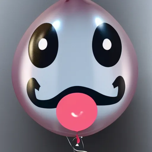 Image similar to scary balloon, balloon with eyes and a mouth, simple