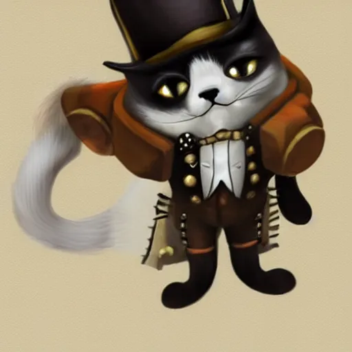 Prompt: Steampunk tuxedo cat, artstation