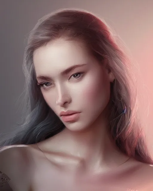 Image similar to Beautiful woman's portrait. Trending on artstation. Digital render by Yury Kantsevich.