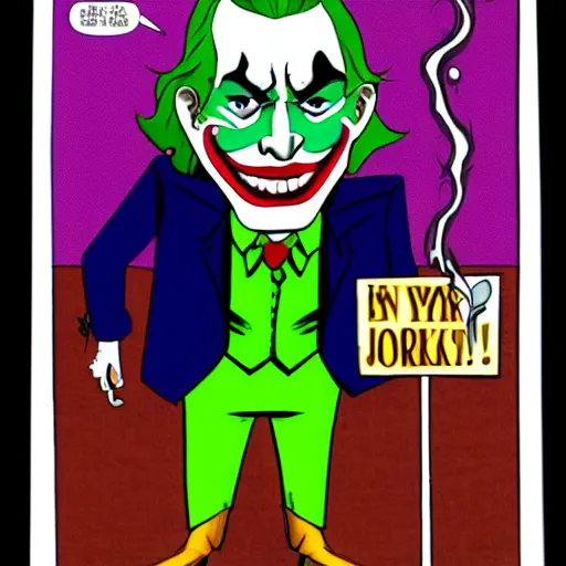 Prompt: the Joker smoking a joint