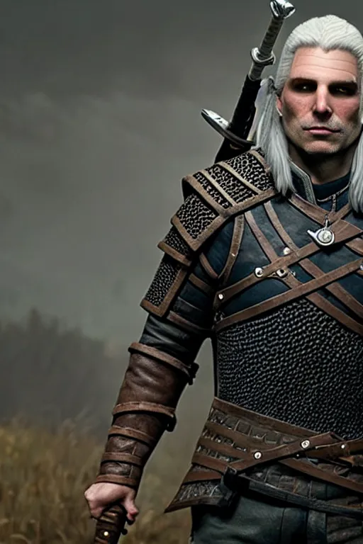 Image similar to Michael Cera as Geralt of rivia