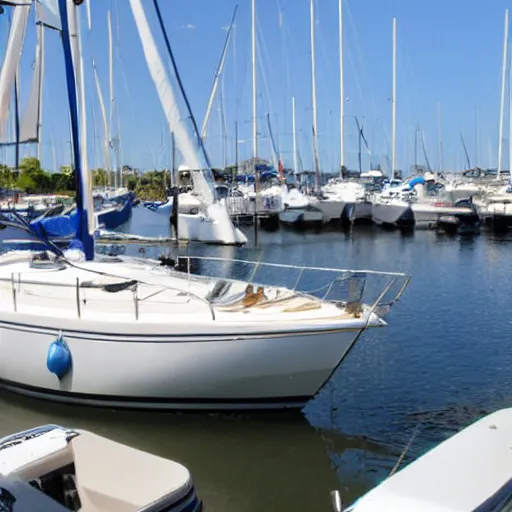 Prompt: catalina 22 docked in the marina