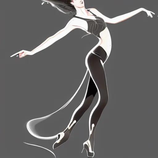 Image similar to a vector illustration of a beautiful woman dancing by bayard wu, complex shading, highly detailed, adobe illustrator, digital art, trending on artstation