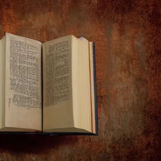 Prompt: high quality studio photography of frightening book with monster hands emerging, horror texture background