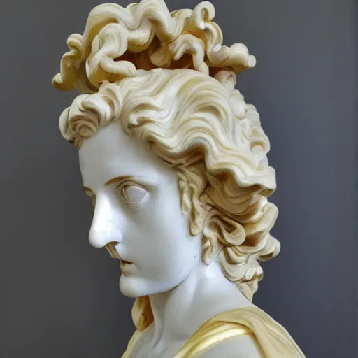 Image similar to statue of a standalone cloud marble baroque gold grey detail bernini