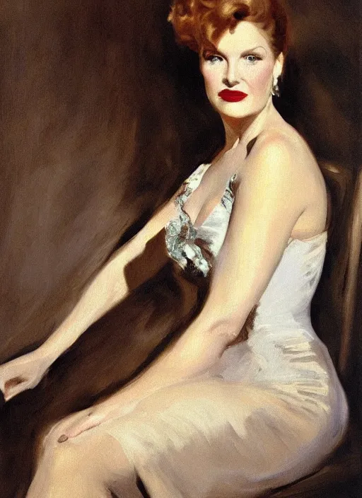 Image similar to portrait of rita hayworth, by john singer sargent