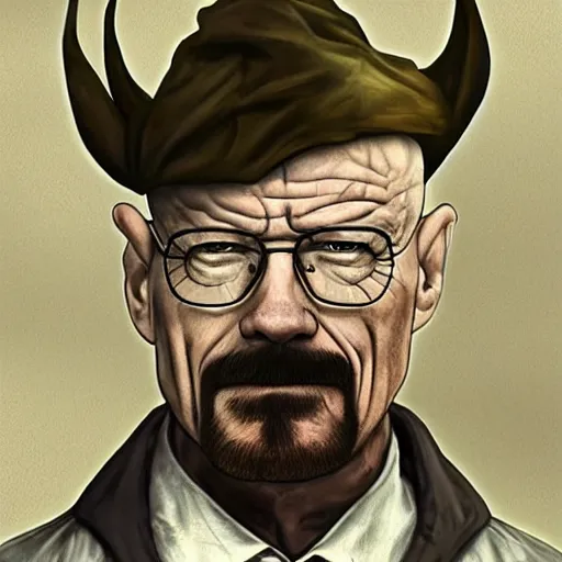 Prompt: walter white as a mythical dragon, breaking bad, fantasy, digital art, artstation, epic,