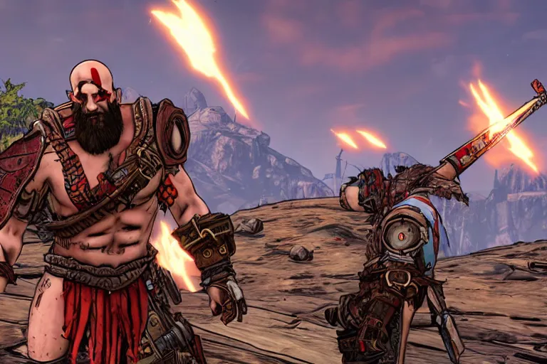 Image similar to screenshot from kratos in Borderlands 3