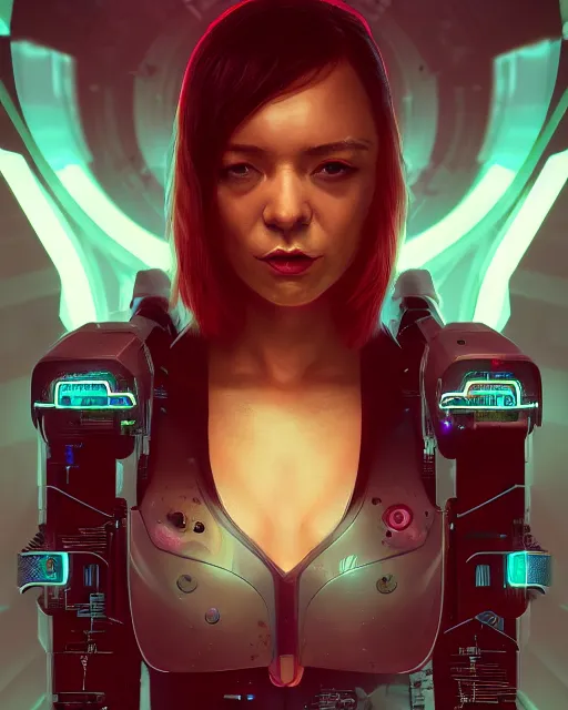 Image similar to portrait of agatha vega as a cyberpunk cyborg. sci - fi, missing panels, intricate abstract upper body intricate artwork, by tooth wu, wlop, beeple, dan mumford. concept art, octane render, deviantart, greg rutkowski, cinematic, key art, hyperrealism, iridescent accents