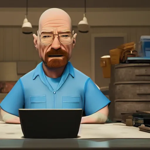 Image similar to walter white in a Pixar Film, 8k, hyperdetailed