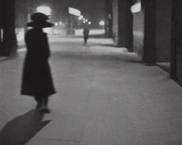 Prompt: long exposure dreamy diffuse photograph of the woman on street at night, photographed from outside, germaine krull, , wim wenders, Helen Levitt, andy warhol,face figure