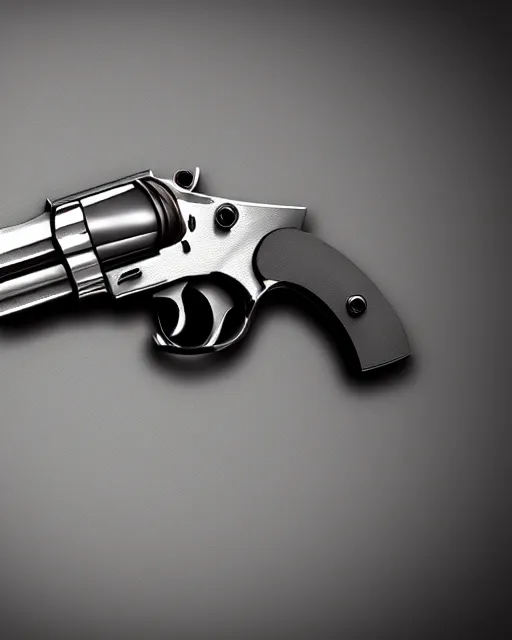 Image similar to realistic detailed revolver, matte painting