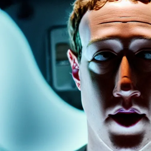 Image similar to mark zuckerberg in a cryostasis tube from Aliens. photograph.