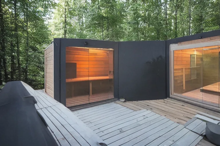 Image similar to unique modern finnish sauna in a backyard