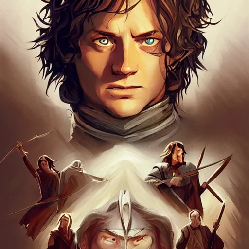 Image similar to face icon stylized minimalist the lord of the rings : the fellowship of the ring 2 0 0 1, loftis, cory behance hd by jesper ejsing, by rhads, makoto shinkai and lois van baarle, ilya kuvshinov, rossdraws global illumination