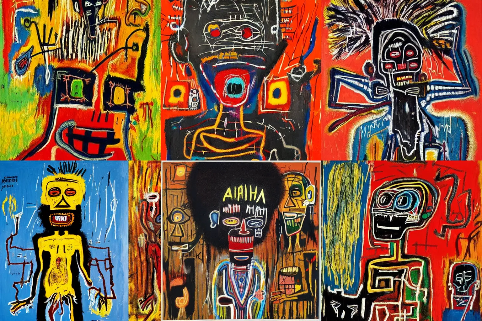 Prompt: extremely highly detailed African voodoo paintings by Jean-Michel Basquiat