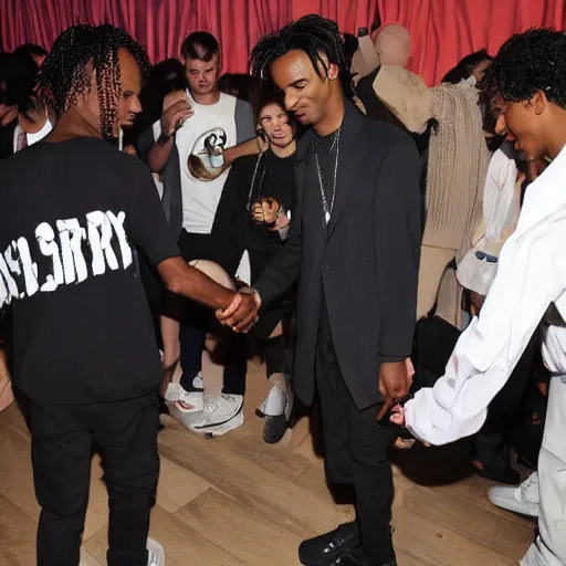 Image similar to Steve Lacy shakes hands with Playboi Carti