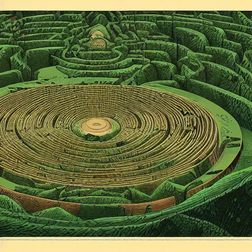 Image similar to a illustration of an architectural plan view of a labyrinth of the deforestation in amazona crisis, by kilian eng