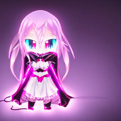 Prompt: cute fumo plush of a superheroine girl, magical girl, gothic maiden anime girl, glowing writing glyphs, velvet, vray