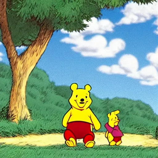 Image similar to Winnie the Pooh in the style of Ghibli